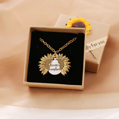 ?"You Are My Sunshine"?Collar Girasol Con Caja De Regalo