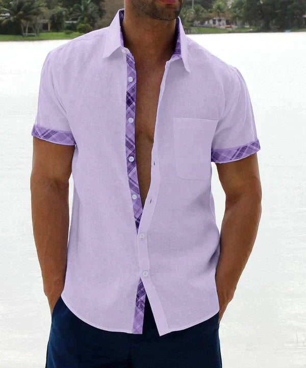 Oferta de verano-49 % OFF🔥--- Camisa informal con botones y cuello a cuadros para hombre-8