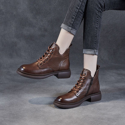 [Regalo para mujer] Botas vintage de cuero suave de alta calidad para mujer.